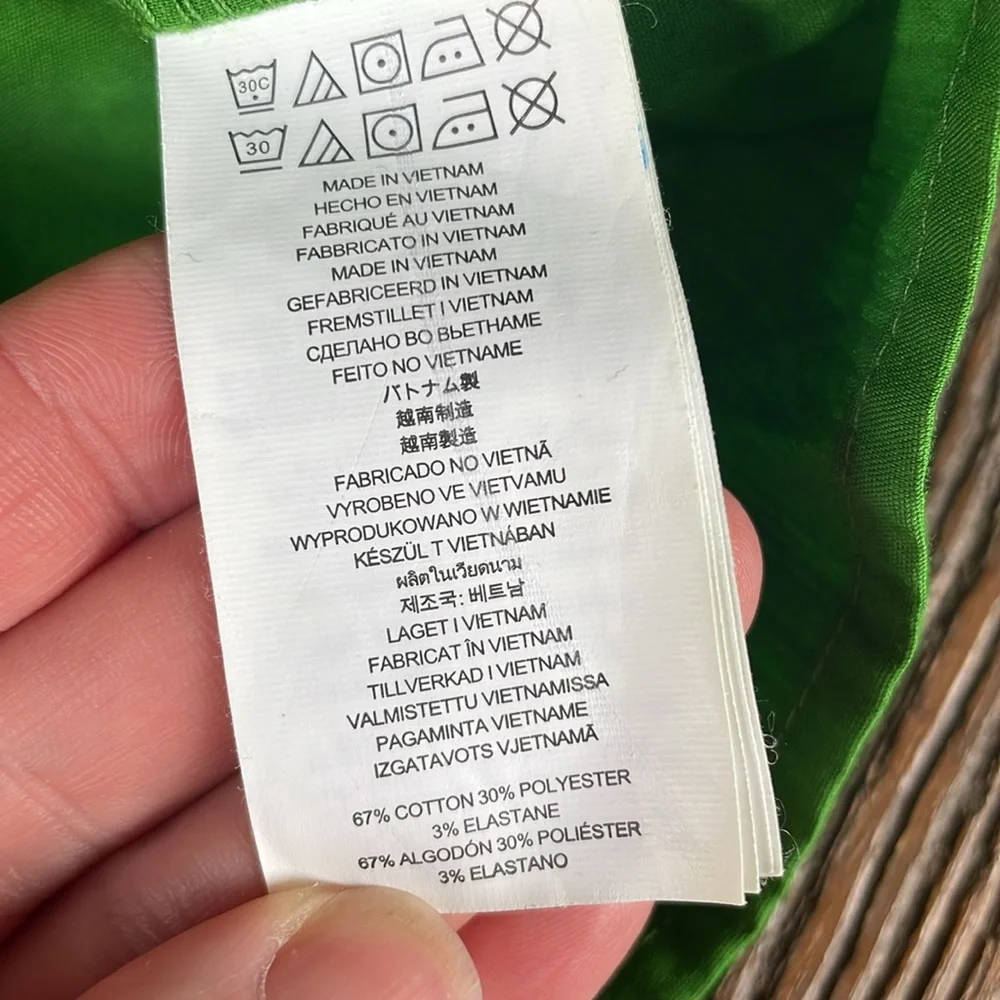Michael Kors green cotton bell sleeved blouse EUC Size XS - Picture 7 of 10